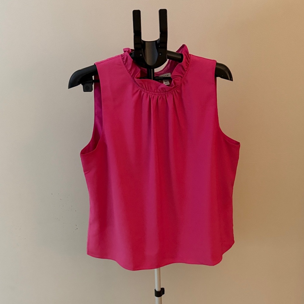 J. Crew Women’s Fuchsia Sleeveless Ruffle Blouse Size XL